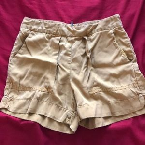 Mustard zip up shorts